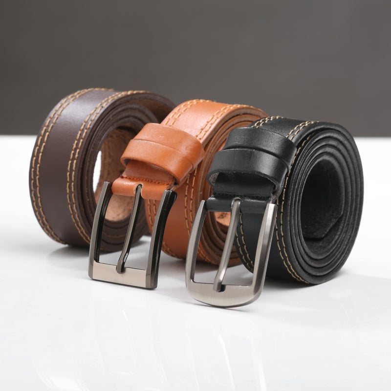 Testa Toro Casual Genuine Leather Belt for Everyday Wear with Double Stitching & Scratch-Resistant Buckle – B19 - Image 5