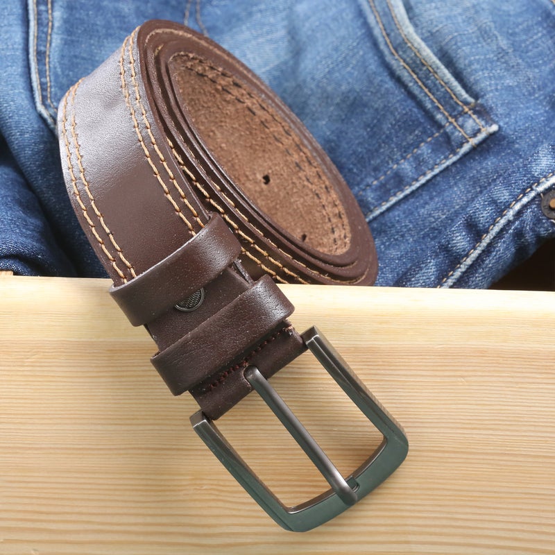 Testa Toro Casual Genuine Leather Belt for Everyday Wear with Double Stitching & Scratch-Resistant Buckle – B19 - Image 3