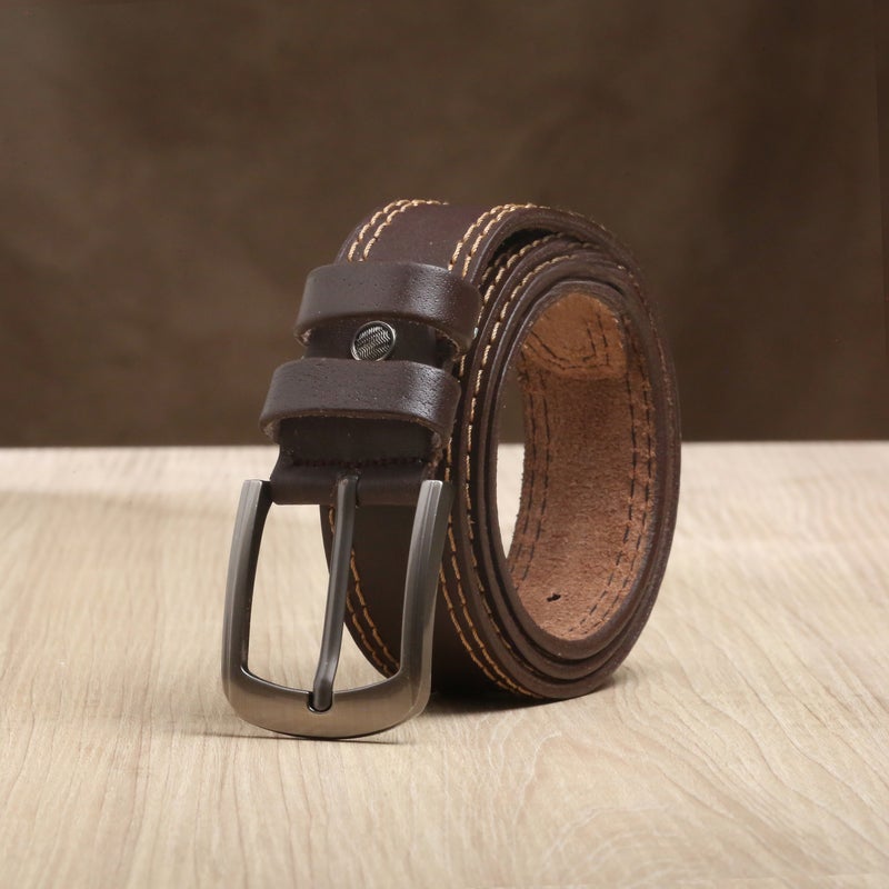 Testa Toro Casual Genuine Leather Belt for Everyday Wear with Double Stitching & Scratch-Resistant Buckle – B19 - Image 2
