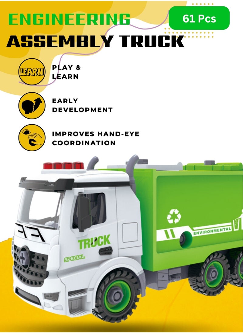 Remote Control Recycling Truck Toy with Automatic Assembly Tool (Green)  - Image 3