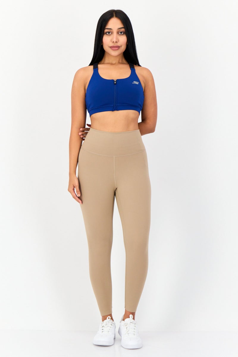 SKECHERS Women Padded Brand Logo Sports Bra, Blue - Image 3