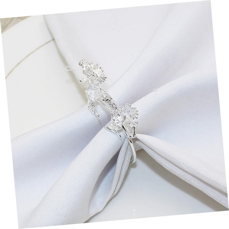 6 Pcs Silver Metal Chinese Dragon Napkin Rings For Wedding Party Home Table Decoration - Image 5