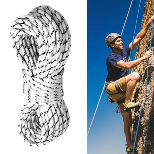 White Tech Premium Climbing Rope (10.5MM, 50MTR) 23 KN Breaking Strength - Ideal for Mountaineering & Rock Climbing, Rappelling Rope, Rescue and Safety Durable Nylon Construction - Lightweight - Image 1