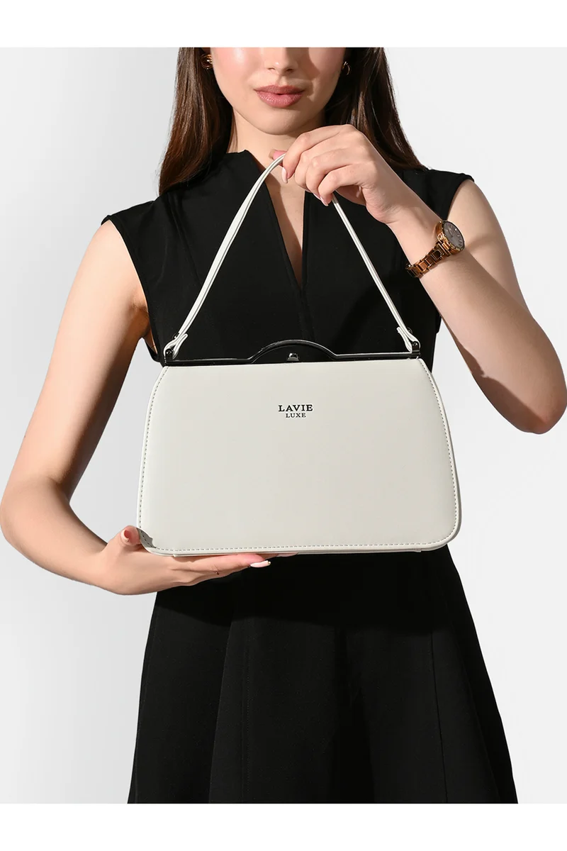 Lavie Luxe Women's Book Satchel Frame Bag (Off White)