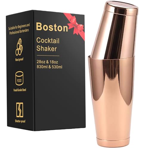 SuproBarware Stainless Steel Pro Boston Shaker - 2 Piece Unweighted 18oz & Weighted 28oz Martini Drink Shaker Kit for Bartender - Copper - Image 1