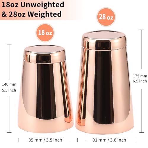 SuproBarware Stainless Steel Pro Boston Shaker - 2 Piece Unweighted 18oz & Weighted 28oz Martini Drink Shaker Kit for Bartender - Copper - Image 2