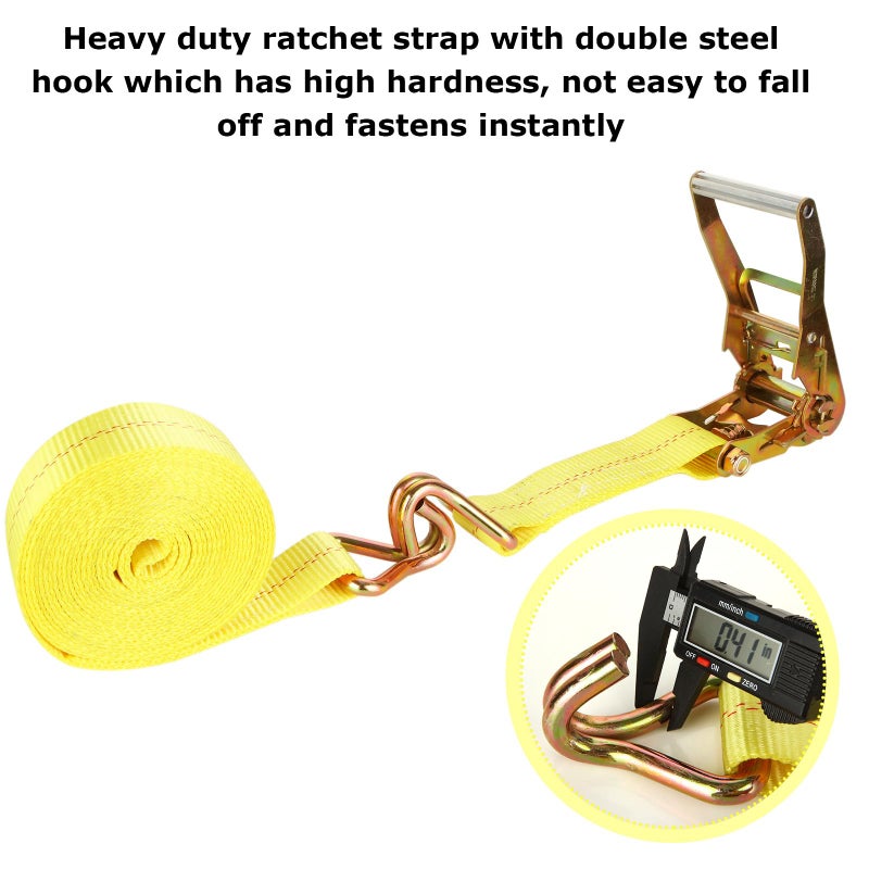 LISHINE 4 Pack 2 Inch Ratchet Straps Heavy Duty 20ft Tie Down Straps Ratchet with Double J Hook, 10000 LBS Break Strength, Cargo Ratchet Straps for Moving, Truck, Trailers, Motorcycles, Kayaks, Car Roof - Image 4
