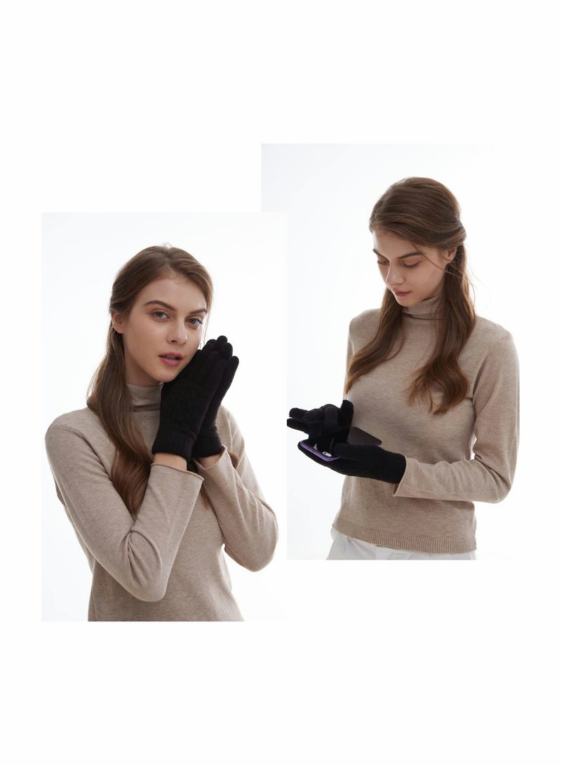 KASTWAVE Women Touch Screen Gloves - Winter Warm Gloves Touchscreen Mittens Thermal Fleece Lined Knitted Gloves for Outdoor - Image 5