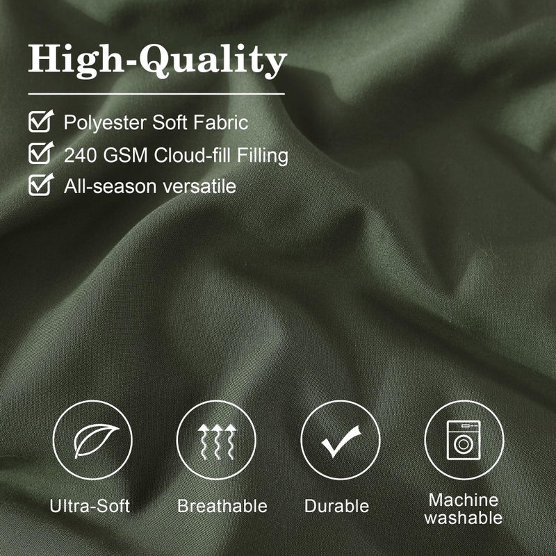 Monbix Queen Comforter Set - 7 Pieces Olive Green Bed in a Bag Queen Bedding Sets with Comforters, All Seasons Comforter Bed Set with Sheets, Pillowcases & Shams - Image 5