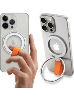 Phone Upgrade Magnetic Grip with Silicone Loop Strap, Mag-safe Compatible, Wireless Charging, Mag-safe Adapter Rings, Phone Stand and Holder