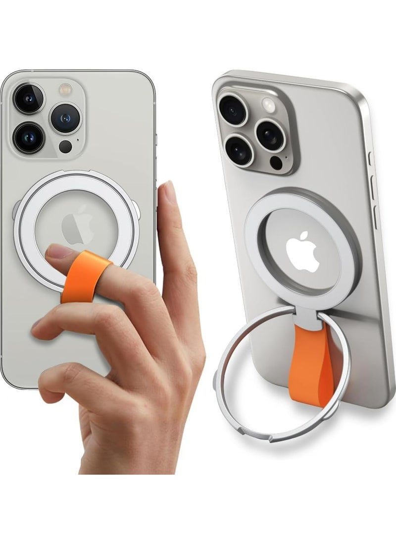 Generic - Phone Upgrade Magnetic Grip with Silicone Loop Strap, Mag-safe Compatible, Wireless Charging, Mag-safe Adapter Rings, Phone Stand and Holder - Image 1