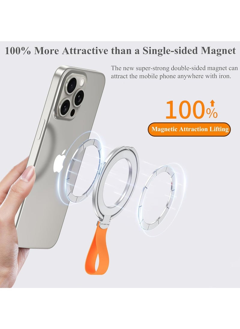 Generic - Phone Upgrade Magnetic Grip with Silicone Loop Strap, Mag-safe Compatible, Wireless Charging, Mag-safe Adapter Rings, Phone Stand and Holder - Image 1