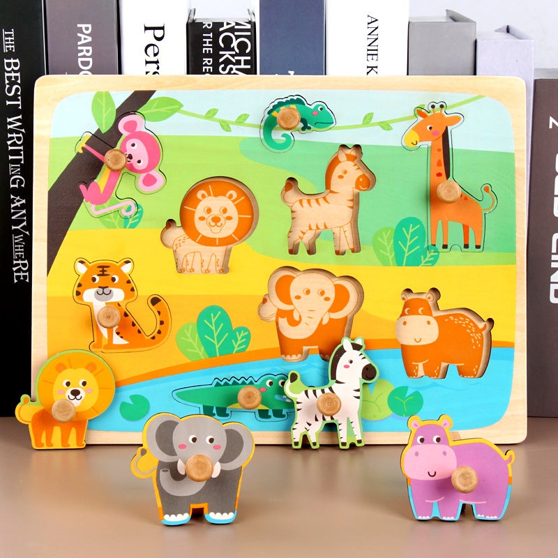Baby Mushroom Nail Wooden Nail Hand Scratching Board Early Education Educational Toy Animal Cognitive Stereo Wooden 3D Assembled Puzzle - Image 3