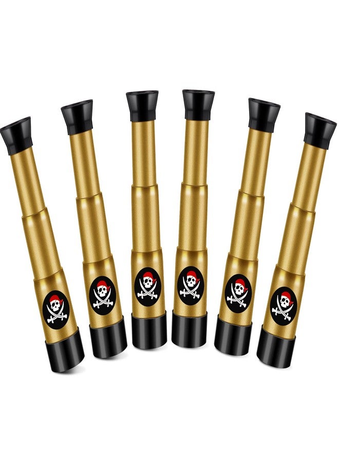 Zubebe 6 Pcs Plastic Pirate Telescopes for Kids Adjustable Mini Pirate Spyglass for Birthday Cosplay Party Supplies Costume Decoration(Bronze) - Image 1