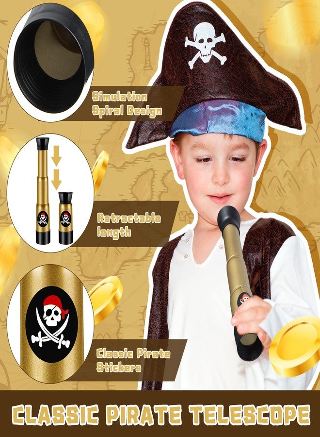 Zubebe 6 Pcs Plastic Pirate Telescopes for Kids Adjustable Mini Pirate Spyglass for Birthday Cosplay Party Supplies Costume Decoration(Bronze) - Image 3