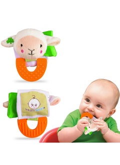 Wristy Buddy Teething Ring for Babies 0-6 8 10 12 Months | Cute Soft Lamb Animal Teething Toys & Gloves | Baby Teething Relief Toy Pack | Infant Chew Toys for 3-6 Months, 1 2 3 Years