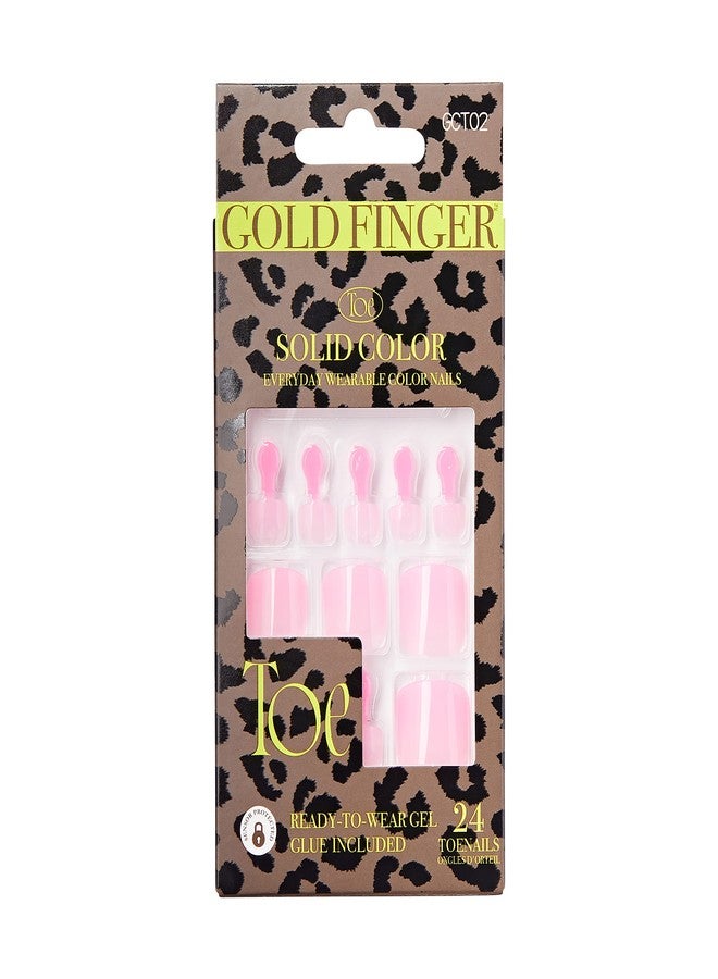 GoldFinger Press On Toenails RegularFit Full Cover Light Pink Color, Squoval Shape, Long Lasting Nail Glue Included, Glue On Toe Nails (Colored) for Beach, Vacation, Special Occasion - Image 1