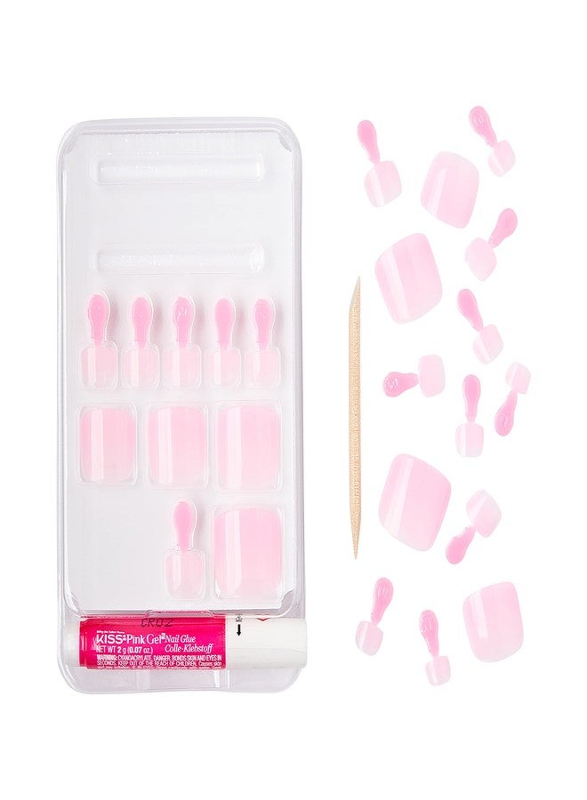 GoldFinger Press On Toenails RegularFit Full Cover Light Pink Color, Squoval Shape, Long Lasting Nail Glue Included, Glue On Toe Nails (Colored) for Beach, Vacation, Special Occasion - Image 3