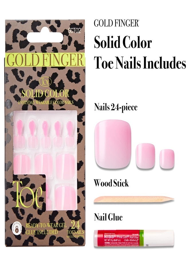 GoldFinger Press On Toenails RegularFit Full Cover Light Pink Color, Squoval Shape, Long Lasting Nail Glue Included, Glue On Toe Nails (Colored) for Beach, Vacation, Special Occasion - Image 4