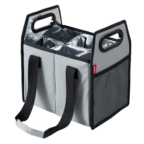LUILANC Bottle Wine Carrier Collapsible 6 Bottle Storage Box Reusable Portable Wine Bottle Carrier Case for Tote Bag Moving, Vacation Bottle Caddy Grocery Shopping Wine Tasting Accessory, Gray - Image 1