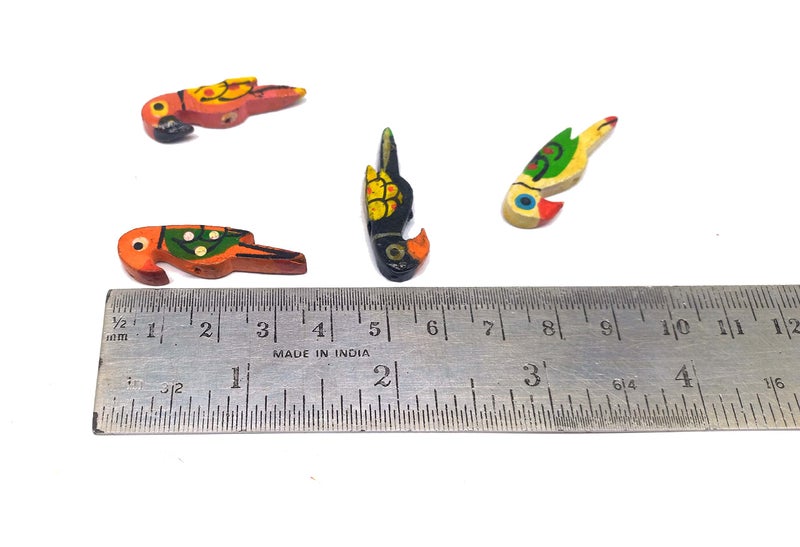 PRANSUNITA Wooden Parrot Beads (3.5 cm) Used for Art and Crafts, Dresses, Beading, Pendant Jewelry Making, DIY Crafts & School Project etc Pack of 50 - Color Multicolored - Image 2