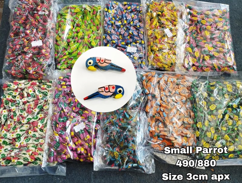 PRANSUNITA Wooden Parrot Beads (3.5 cm) Used for Art and Crafts, Dresses, Beading, Pendant Jewelry Making, DIY Crafts & School Project etc Pack of 50 - Color Multicolored - Image 3