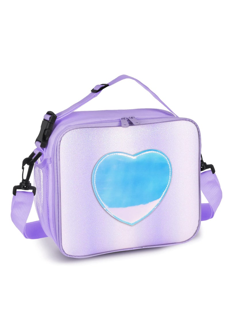 KASTWAVE Reusable Laser Tote Leakproof Insulated Lunch Children's Lunch Box Bag, Purple  - Image 1