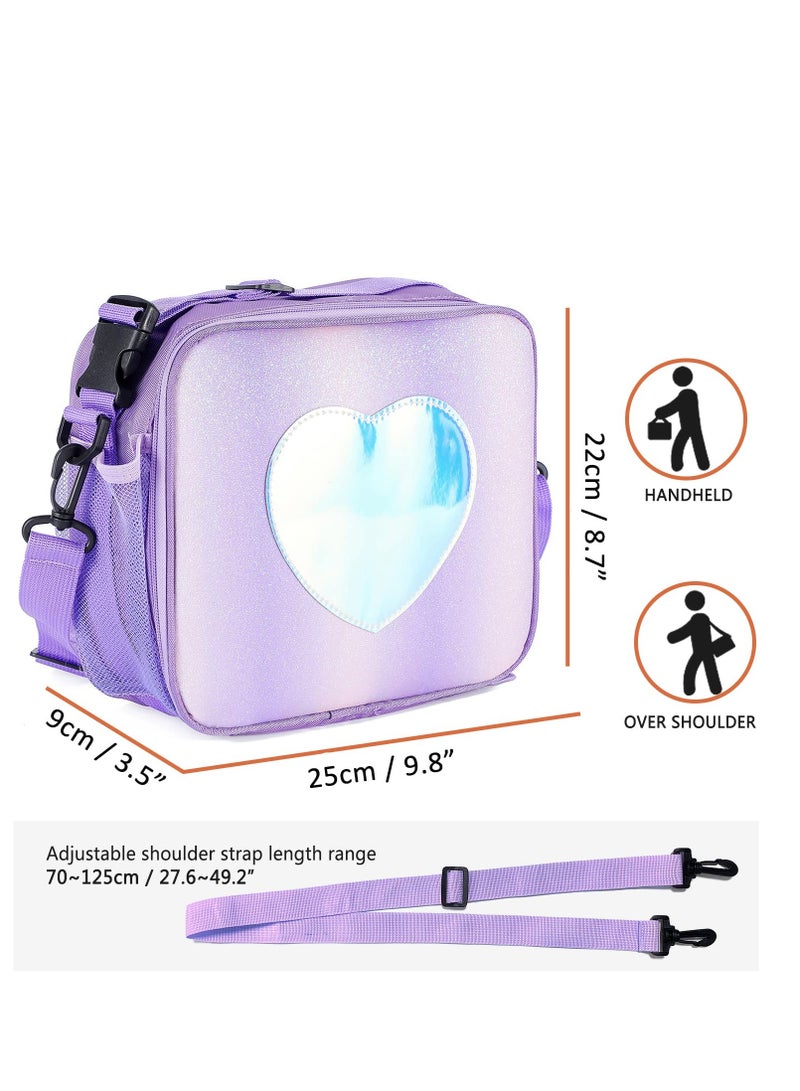 KASTWAVE Reusable Laser Tote Leakproof Insulated Lunch Children's Lunch Box Bag, Purple  - Image 2