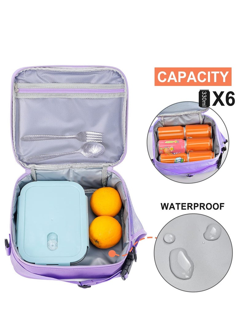 KASTWAVE Reusable Laser Tote Leakproof Insulated Lunch Children's Lunch Box Bag, Purple  - Image 4
