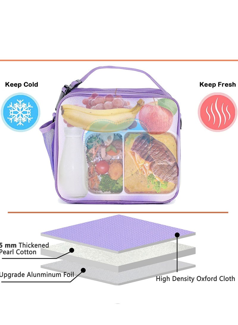 KASTWAVE Reusable Laser Tote Leakproof Insulated Lunch Children's Lunch Box Bag, Purple  - Image 3