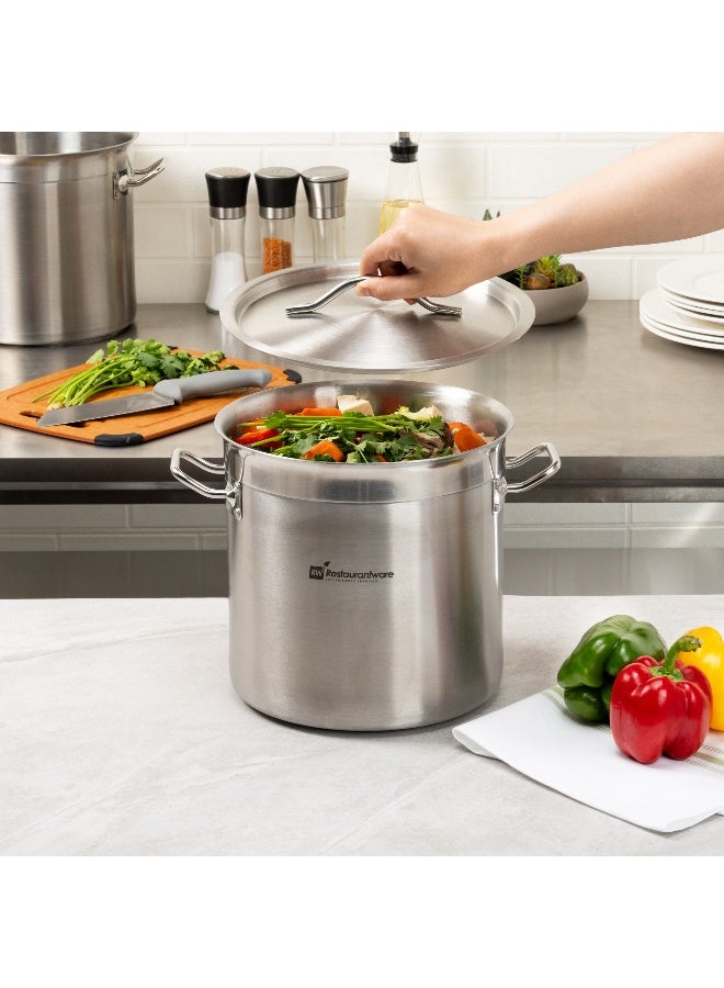 Restaurantware غطاء فقط: غطاء مت لوكس لقدر الصلصة بالتحريض، 1 غطاء لقدر صلصة عميق سعة 7.5 و 13.5 كوارت - قدر الصلصة يباع بشكل منفصل، غطاء من الفولاذ المقاوم للصدأ بتشطيب مرآة، لقدر الطهي مع مقبض - Image 5