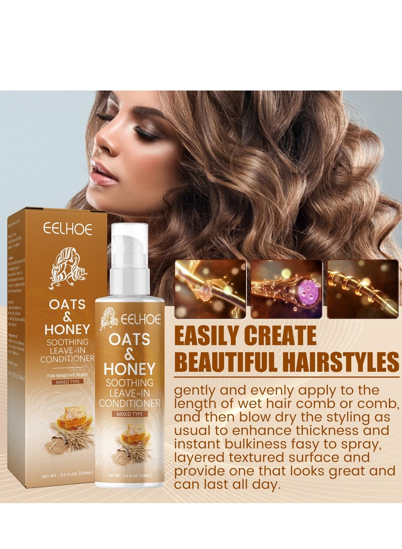 EELHOE Honey Leave-In Deep Conditioner, Hydrate, Smooth  Strengthen Formula, Organics Oats  Honey Soothing Leave-In Conditioner for Sensitive Scalp, 100ml - Image 3