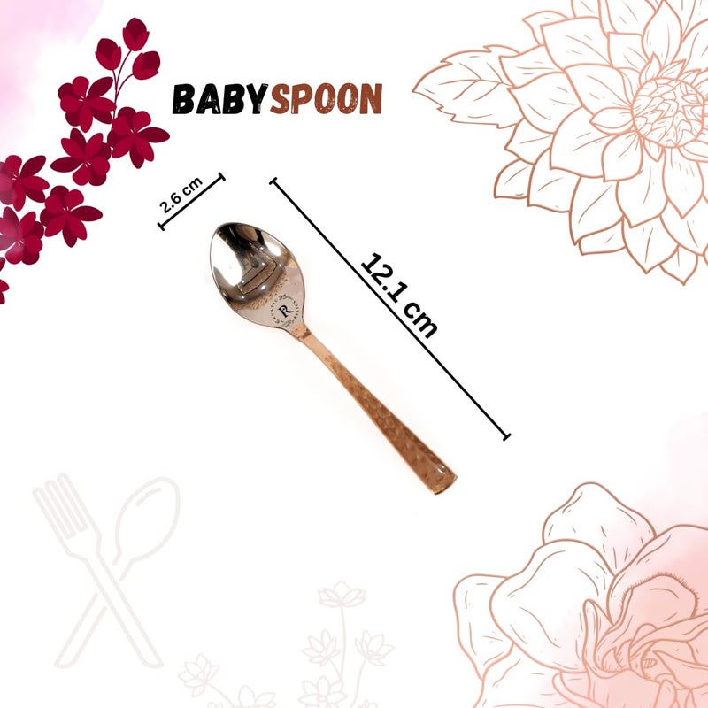 Rustic Relics Copper Made Baby Tea Spoon Set Pack of 6 Metal Kitchen Dining and Cutlery Stainless Steel and Copper Metalic Finish A Touch of Elegance to Your Dining and Serving - Image 4