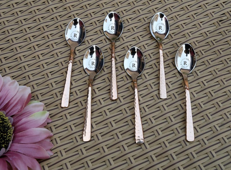 Rustic Relics Copper Made Baby Tea Spoon Set Pack of 6 Metal Kitchen Dining and Cutlery Stainless Steel and Copper Metalic Finish A Touch of Elegance to Your Dining and Serving - Image 3
