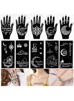 XMASIR Xmasir 10 Sheets Henna Tattoo Stencil Kit Ramadan Tattoo Templates Temporary Tattoos Stickers Reusable Set for Body Art Paint  - Image 1