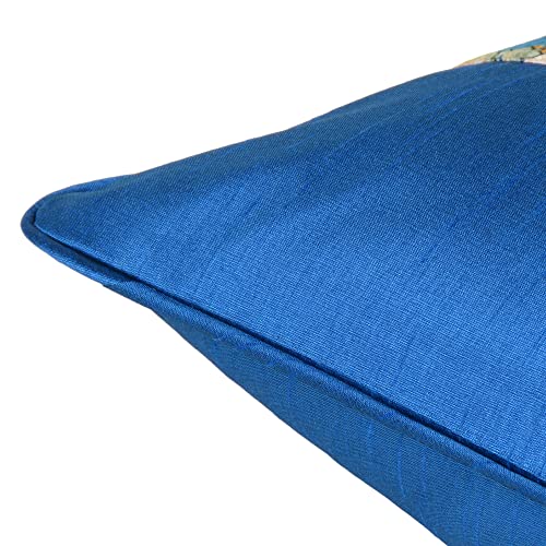 Riara Home Decorative Soft Cushion Cover with Zipper Throw Pillow Cases Square Pillowcase for Sofa, Living Room Decor Single Pcs (16"x16", Royal Blue Floral) - Image 3