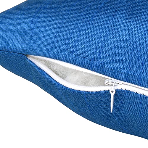 Riara Home Decorative Soft Cushion Cover with Zipper Throw Pillow Cases Square Pillowcase for Sofa, Living Room Decor Single Pcs (16"x16", Royal Blue Floral) - Image 4