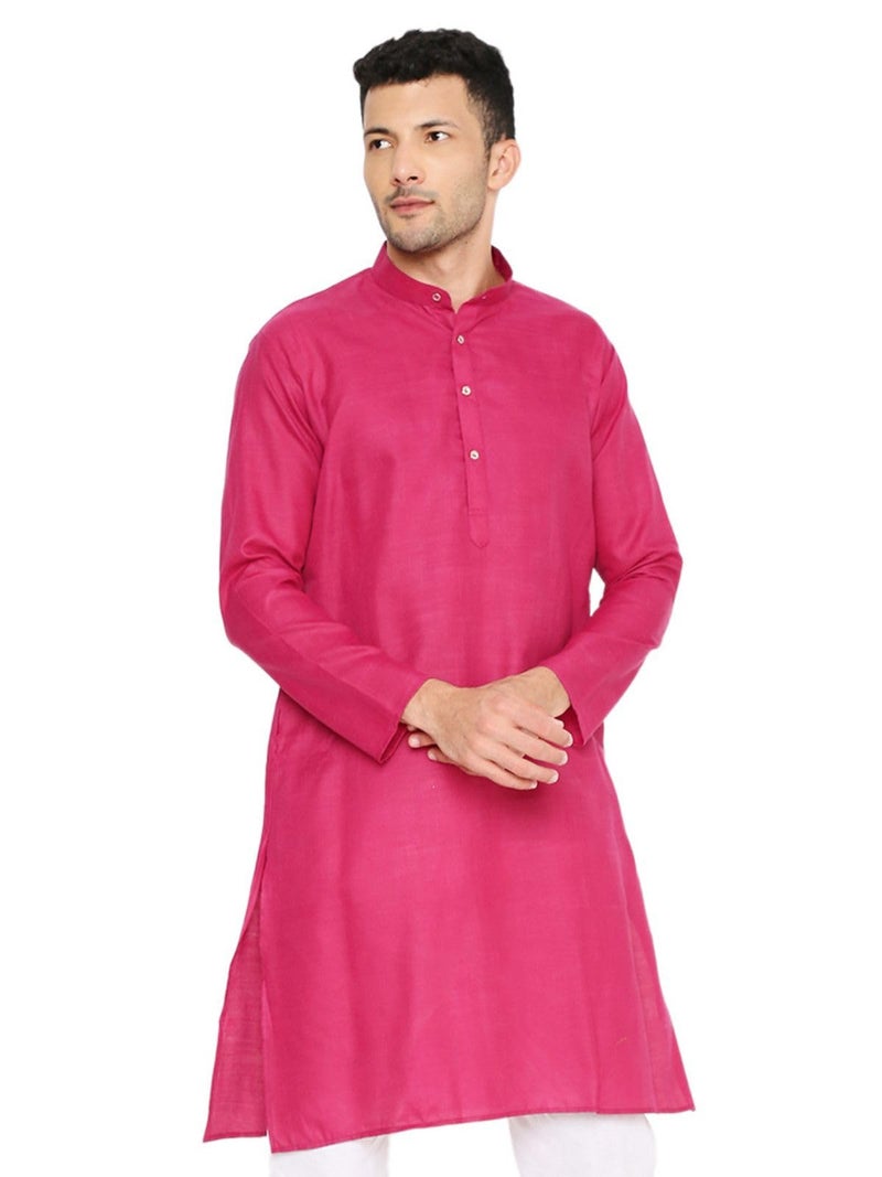 Maharaja Magic Cotton Solid Kurta in Dark Pink for Men[MSKurta1123-40] - Image 1