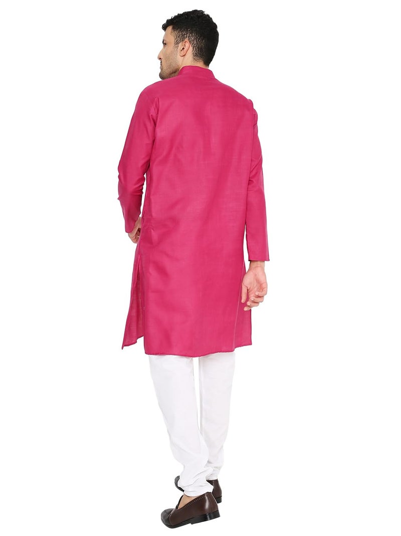 Maharaja Magic Cotton Solid Kurta in Dark Pink for Men[MSKurta1123-40] - Image 2