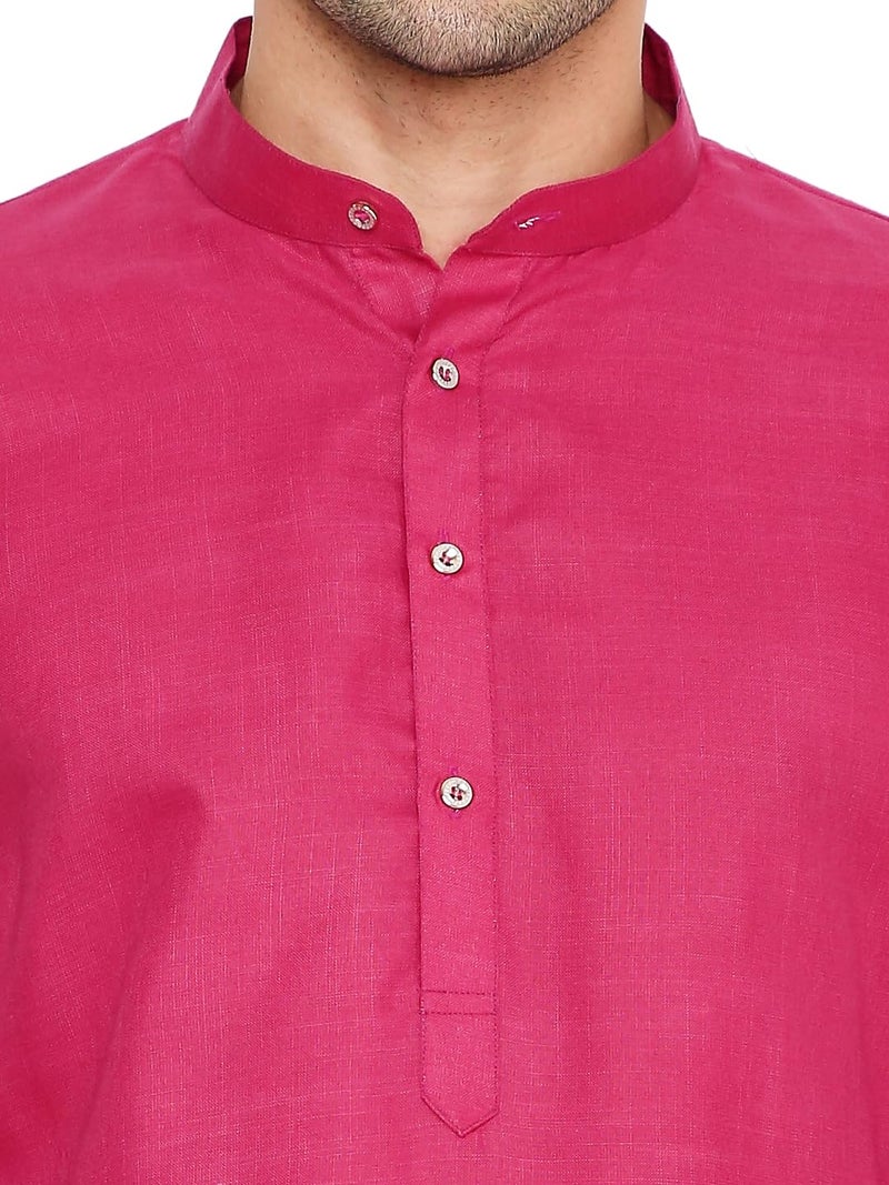 Maharaja Magic Cotton Solid Kurta in Dark Pink for Men[MSKurta1123-40] - Image 5
