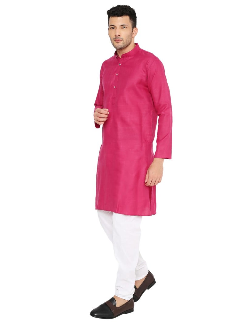 Maharaja Magic Cotton Solid Kurta in Dark Pink for Men[MSKurta1123-40] - Image 3
