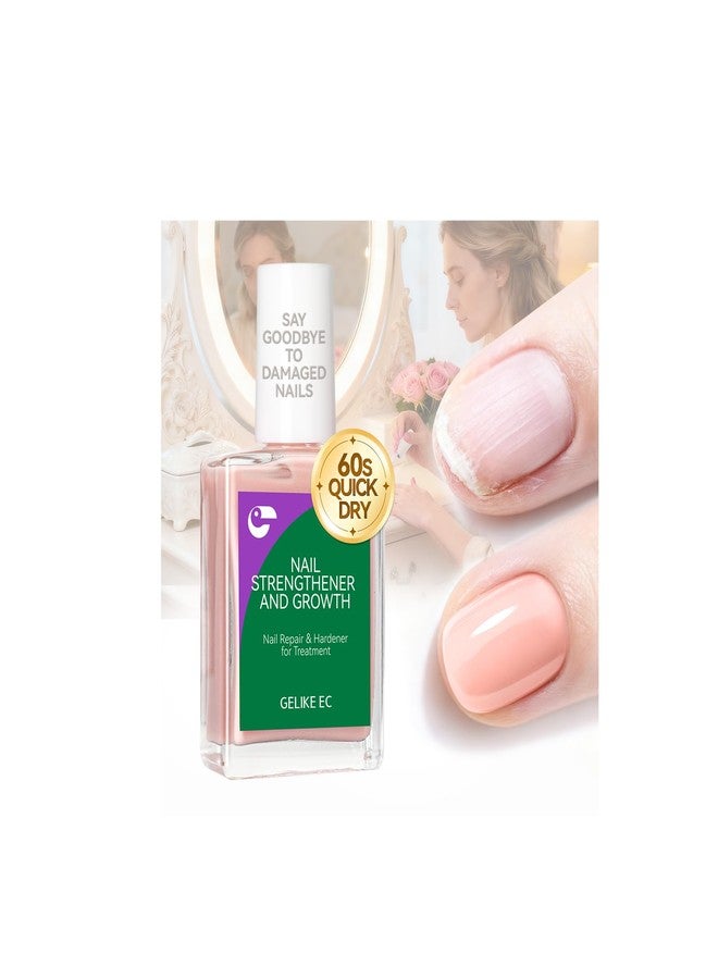 gelike ec Nail Strengthener and Growth for Damaged Nails: Nude Pink 15ml Protein Nail Hardener Extra Strong and Growth for Weak Nails - Gelike EC 6 in 1 Quick Dry Ridge Filler - Housewife Office Lady Home Care - Image 1