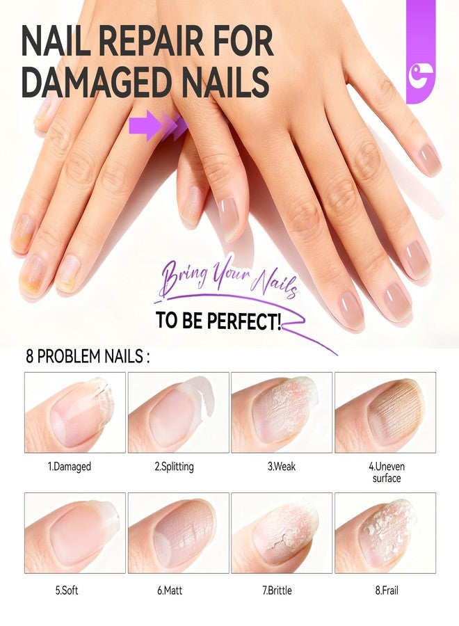 gelike ec Nail Strengthener and Growth for Damaged Nails: Nude Pink 15ml Protein Nail Hardener Extra Strong and Growth for Weak Nails - Gelike EC 6 in 1 Quick Dry Ridge Filler - Housewife Office Lady Home Care - Image 2
