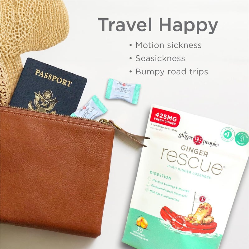 The Ginger People Ginger Rescue Digestive Wellness Lozenges Hard  Regular Strength  425mg  Morning Sickness Nausea Upset Stomach Mild Gas  Indigestion 30 Count Pack of 1 - Image 2