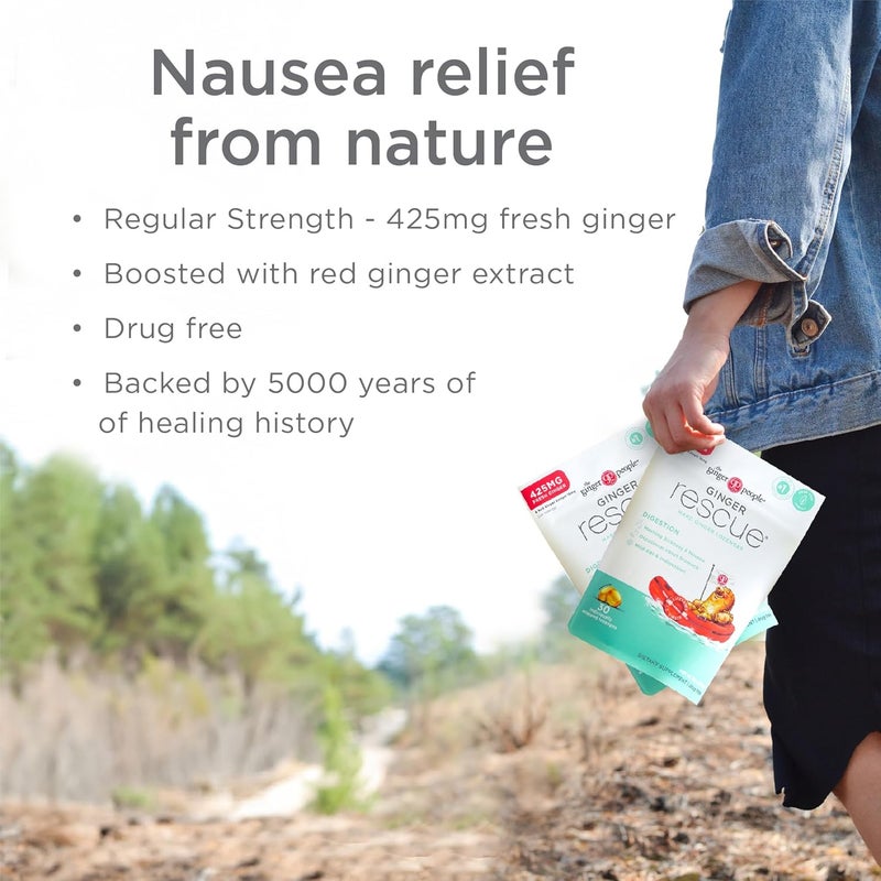 The Ginger People Ginger Rescue Digestive Wellness Lozenges Hard  Regular Strength  425mg  Morning Sickness Nausea Upset Stomach Mild Gas  Indigestion 30 Count Pack of 1 - Image 4