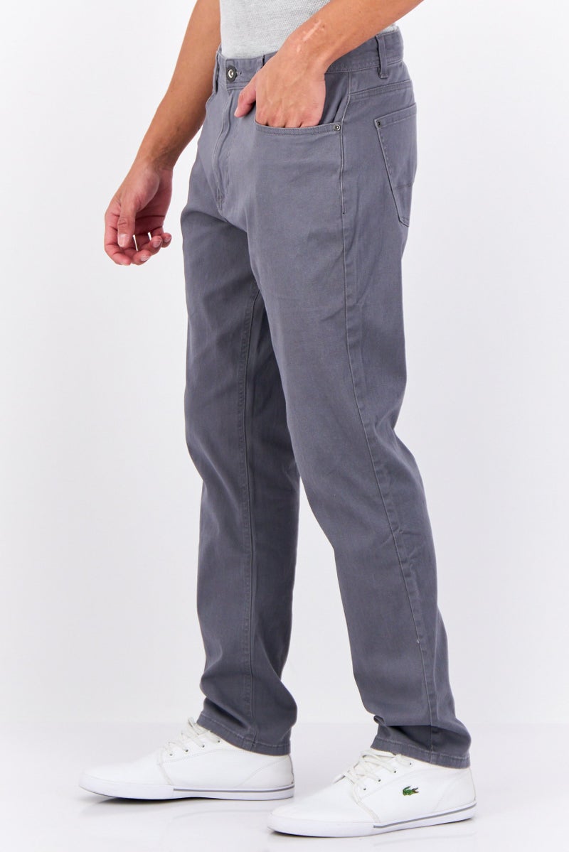 Henleys Men Regular Fit Solid Chino Pants, Grey - Image 2