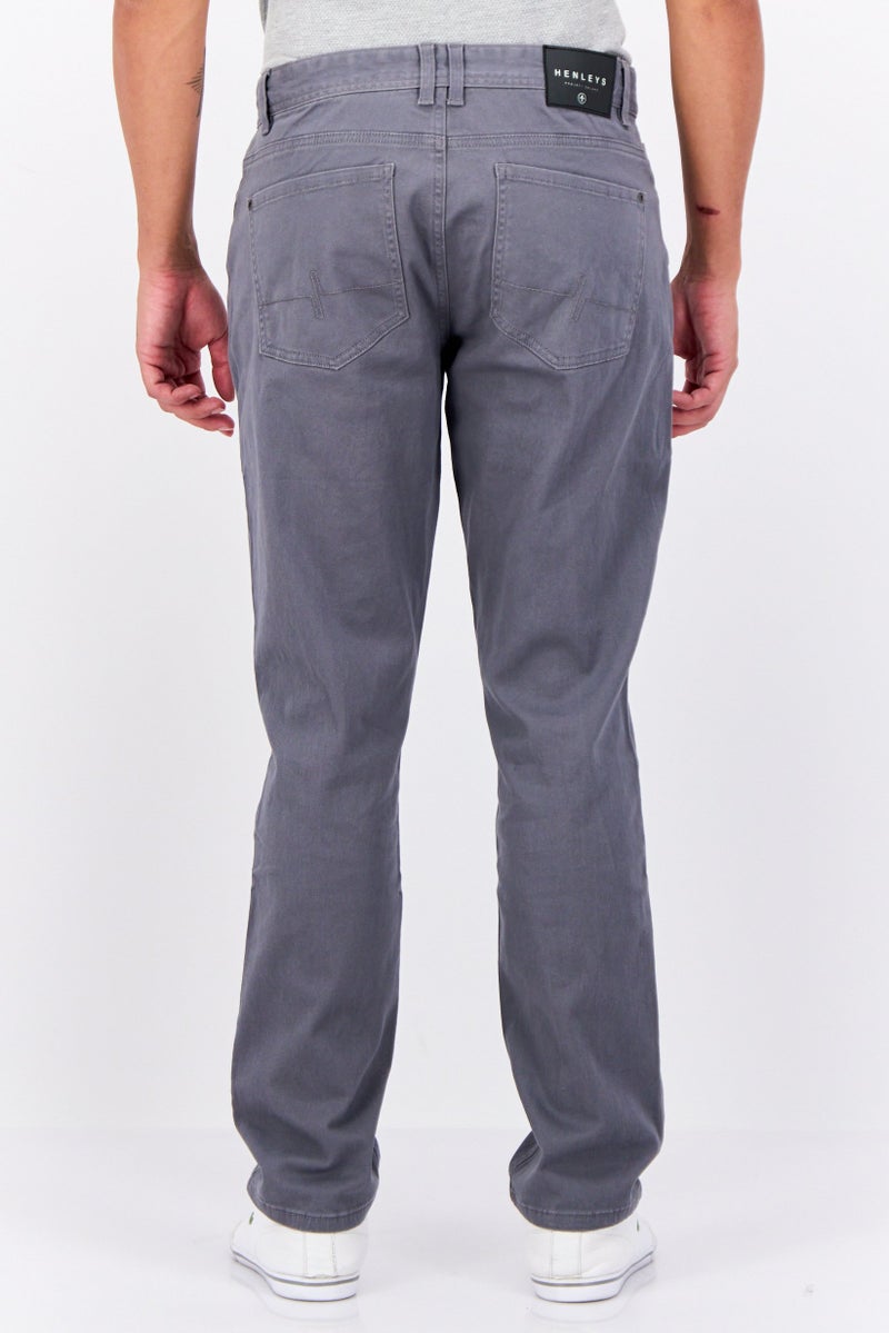 Henleys Men Regular Fit Solid Chino Pants, Grey - Image 3