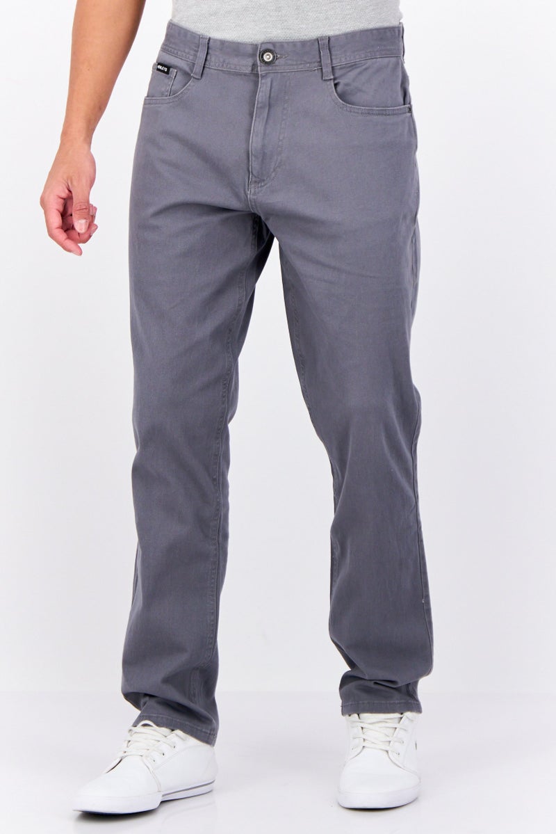 Henleys Men Regular Fit Solid Chino Pants, Grey - Image 1