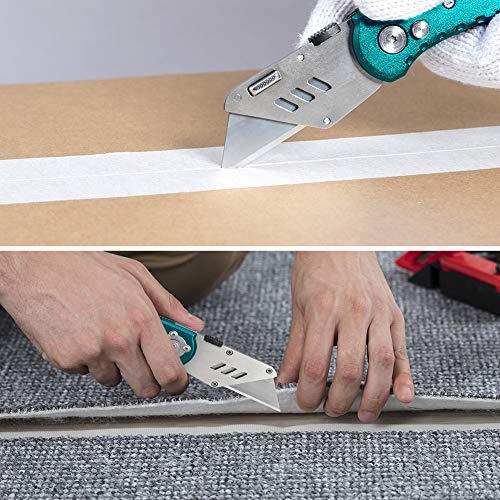 Vickay Box Cutter Knife Utility Knife with 5 SK5 Quick Change Blades, Safety Axis Lock Design Razor Knife, Lightweight Aluminum Body Belt Clip for Office - Image 5