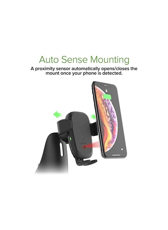 erorex Auto Sense Qi Wireless Charging Car Charger Automatic Clamping Cup Holder Phone Mount For Iphone, Galaxy  - Image 2